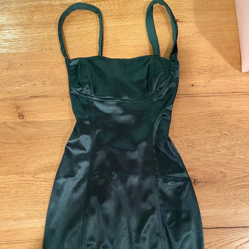 Maxine Satin Bodycon Dress in Green